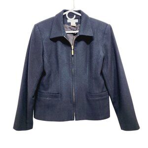 Stephanie Andrews blazer jacket Women's 100% Wool Size 4 Black Full Zip